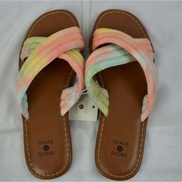 Shade & Shore Perla Crossband Slide Sandals Pink 7 - Picture 3 of 4
